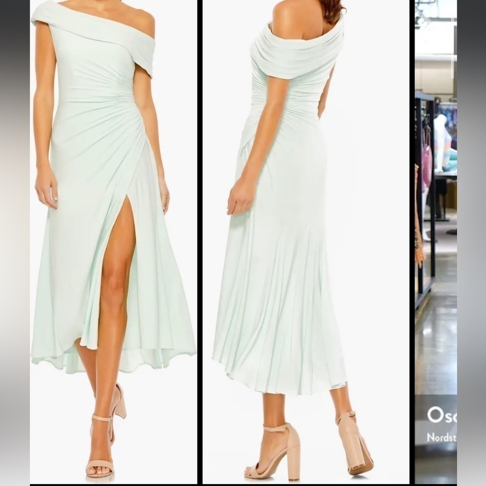 Mac Duggal One Shoulder Mint Dress